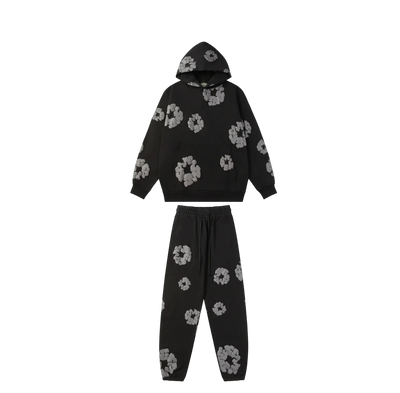 Lokera- Viraler Schwarz/Grau Blumenmuster Tracksuit